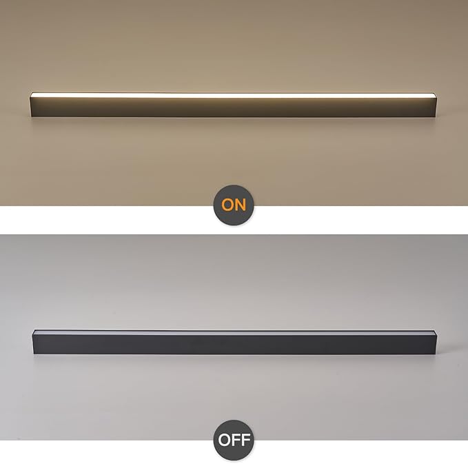 Black ceiling light LED, modern and simple, long strip ceiling surface installation, suitable for living room, bedroom, corridor and kitchen, remote control to switch color and brightness, 78.7 inches
