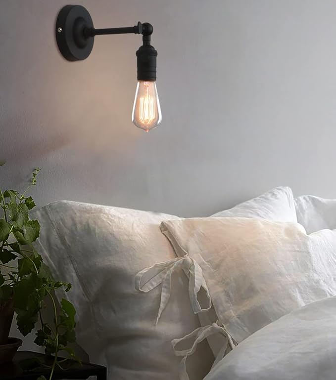 PERMO Industrial Mini Single Sconce Adjustable Simple Metal Wall Sconces Wall Mount Light Fixture, Hardwired, E26 Base, Gold