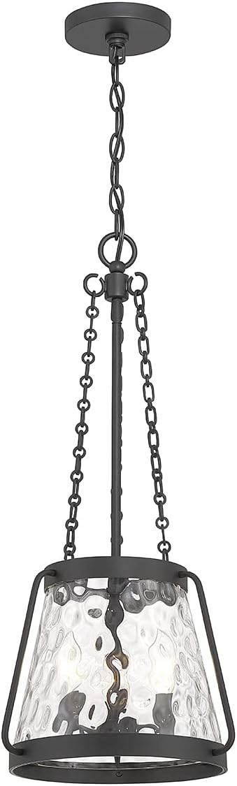 Savoy House 7-1803-3-89 Crawford Vintage Traditional Coastal Clear Water Glass Pendant, 3-Light 180 Total Watts, 26" H x 12" W, Matte Black