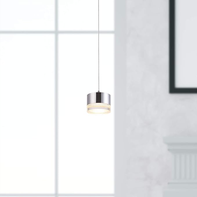 Jupiter 1 Mini Pendant Lighting Nickel - LED Hanging Light Fixture for Kitchen Island, Bar, Foyer - Cluster Pendants - Dimmable, Adjustable Wire, Lamp Bulb Included