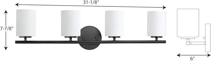 Replay Collection 4-Light Etched Glass Modern Bath Vanity Light Textured Black