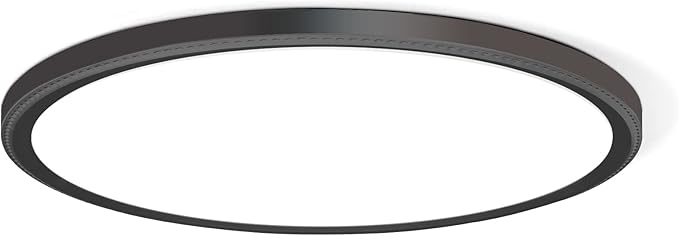 4700lm LED Flush Mount Ceiling Light, Super Slim 16 inch LED Ceiling Light, 5000K LED Ceiling Light for Bedroom, Living Room, Dining Room (Black, One Pack)
