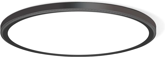 3200lm LED Flush Mount Ceiling Light, Super Slim 12 inch LED Ceiling Light, 5000K LED Ceiling Light for Bedroom, Living Room, Dining Room (Black, One Pack)