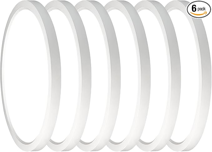 12 Inch 6Pack Super Slim Flush Mount Ceiling Light Fixture,24W 3200LM Dimmable 5CCT Selectable 2700K-5000K Round Light Fixture for Living/Bedroom,Kitchen/Bathroom,Porch &All Indoor Spaces White