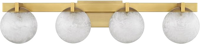 Savoy House 8-1017-4-322 Darien Contemporary Ice Glass Bathroom Vanity Wall Light, 4-Light 240 Total Watts, 7" H x 33" W, Warm Brass