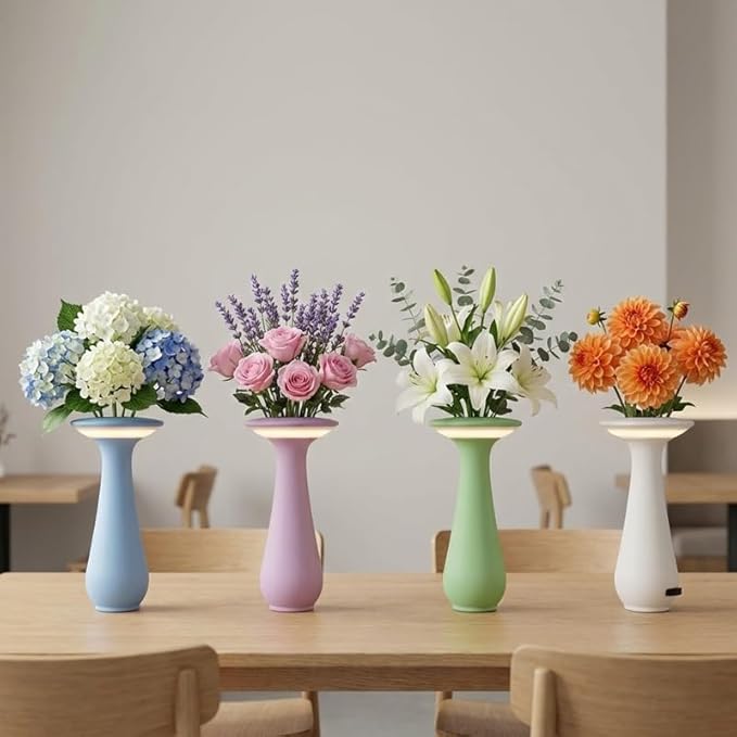 Rechargeable Vase Lamp, Cordless Flower Table Lamp for Restaurant & Dining Room, Portable LED Small Night Light for Bedroom Office, Unique Birthday Gifts for Women