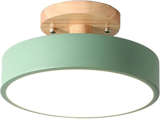 Close to Ceiling Lights 3-Color Dimmable Round Ceiling Light Solid Wood Base LED Ceiling Lamp Close to Ceiling Lighting Fixture for Cloakroom Porch Living Room Balcony Bedroom Bathroom Corridor (Colo