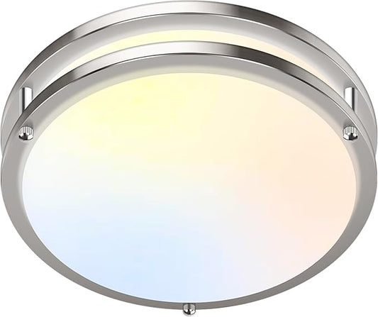 GoBright 10 inch Dimmable LED Ceiling Light Fixture, 1-Pack 36W Super Bright 3600 Lumens Brushed Nickel Flush Mount Light Fixture, 2700K-6500K Adjustable Ceiling Lights for Bedroom, Kitchen, Bathroom