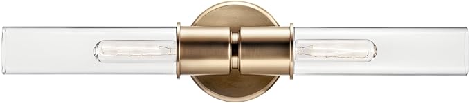 Kichler Aviv 2-Light Wall Sconce, Modern Light with Clear Glass in Champagne Bronze, for Bedroom, Laundry Room, Kitchen or Hallway (24" x 5.5"), 52654CPZ
