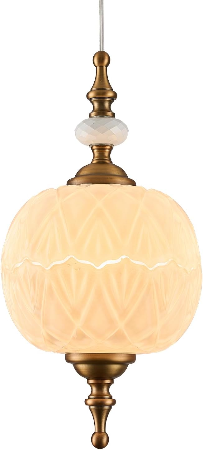 Modern White Glass Pendant Light Fixtures E26 Bulb for Bedroom Living Room Dining Room Kitchen Hallway