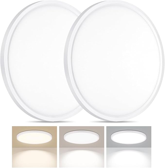 2Pack LED Flush Mount Ceiling Light, 7 Inch 1500LM 15W Thin Round Ceiling Light Fixture, 3000k/4000k/6500k 3 Color Adjustable Ceiling Lamp