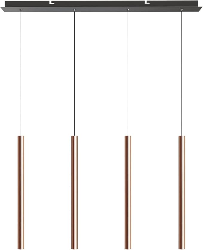 CANALIS 4 Mini Pendant Lighting Copper - LED Hanging Light Fixture for Kitchen Island, Bar, Foyer - Cluster Pendants - Dimmable, Adjustable Wire, Lamp Bulb Included