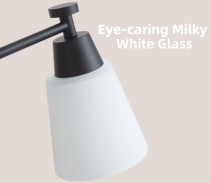Bathroom Vanity Light, 2 Light Modern Matte Black Stainless Steel Over Mirror Vanity Light Fixture with Frosted Glass, Wall Sconces Lighting for Bedroom Living Room