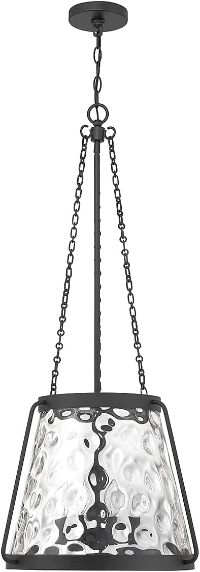 Savoy House 7-1804-4-89 Crawford Vintage Traditional Coastal Clear Water Glass Pendant, 4-Light 240 Total Watts, 40" H x 18" W, Matte Black