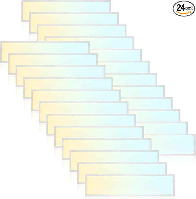 LUXRITE 1x4 FT LED Backlit Flat Panel Light, 5CCT 3000K-6500K, 5 Wattage Adjustable 20W-40W, 2500-5000 Lumens, Dimmable, Drop Ceiling Troffer Light, Damp Rated, DLC Premium, IC & ETL Listed (24 Pack)