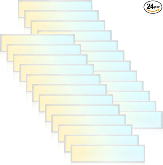 LUXRITE 1x4 FT LED Backlit Flat Panel Light, 5CCT 3000K-6500K, 5 Wattage Adjustable 20W-40W, 2500-5000 Lumens, Dimmable, Drop Ceiling Troffer Light, Damp Rated, DLC Premium, IC & ETL Listed (24 Pack)