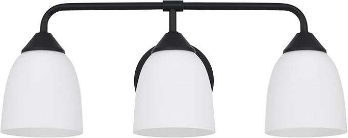 Black 3-Light Traditional Bathroom Vanity Light Fixtures Over Mirror, Modern Vanity Lights for Living Room, Standard E26 Base, Textured Black