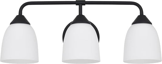 Black 3-Light Traditional Bathroom Vanity Light Fixtures Over Mirror, Modern Vanity Lights for Living Room, Standard E26 Base, Textured Black