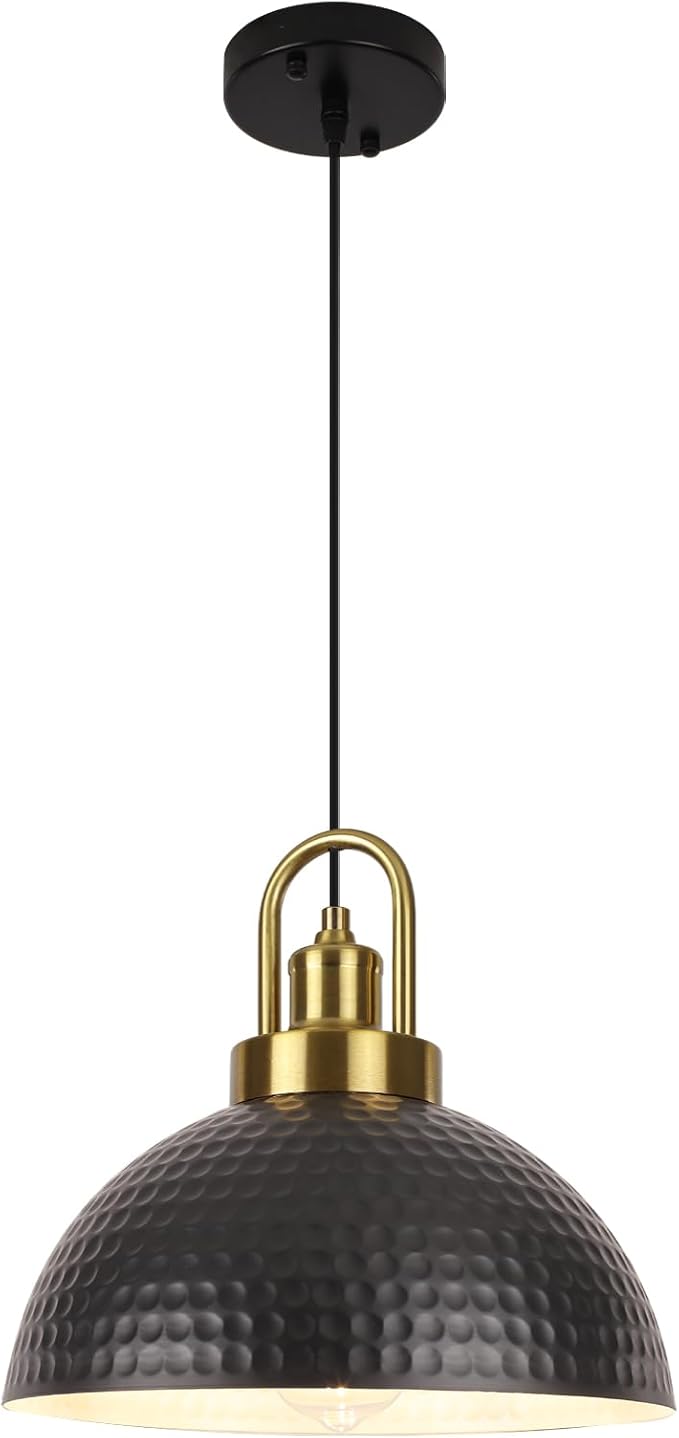 Pendant Light, 11.8" Black Pendant Lighting for Kitchen Island, Dining Room, Farmhouse Kitchen Pendant Lighting Over Island, Modern Adjustable Pendant Light Fixture, 1 Pack