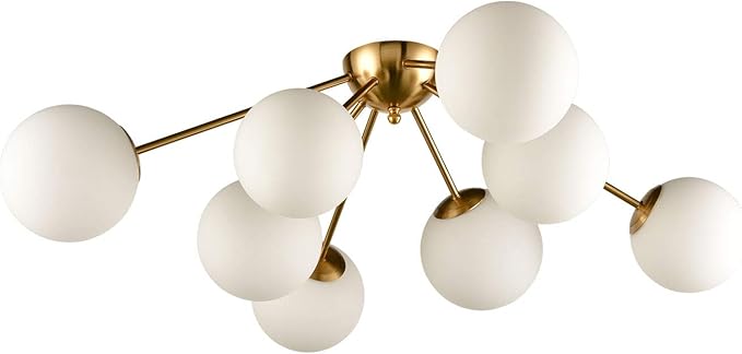 HOLKIRT Elegant Modern Globe Semi Flush Mount Ceiling Light, 8 Light Mid Century Sputnik Chandeliers Fixture