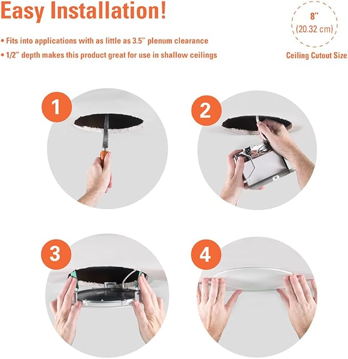 HALO HLB Recessed Lighting 8 Inch LED Ceiling Light, Thin Canless, Dimmable w/Selectable Color Temperatures