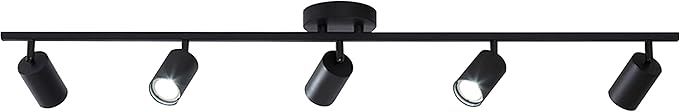 KCO Lighting 5 Light LED Track Lighting Adjustable 5 Way Ceiling Mount Spotlights Matte Black for Kitchen Gallery Dining Room (5-Light)