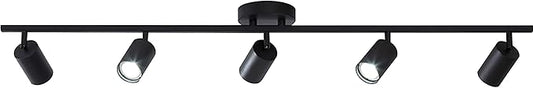 KCO Lighting 5 Light LED Track Lighting Adjustable 5 Way Ceiling Mount Spotlights Matte Black for Kitchen Gallery Dining Room (5-Light)