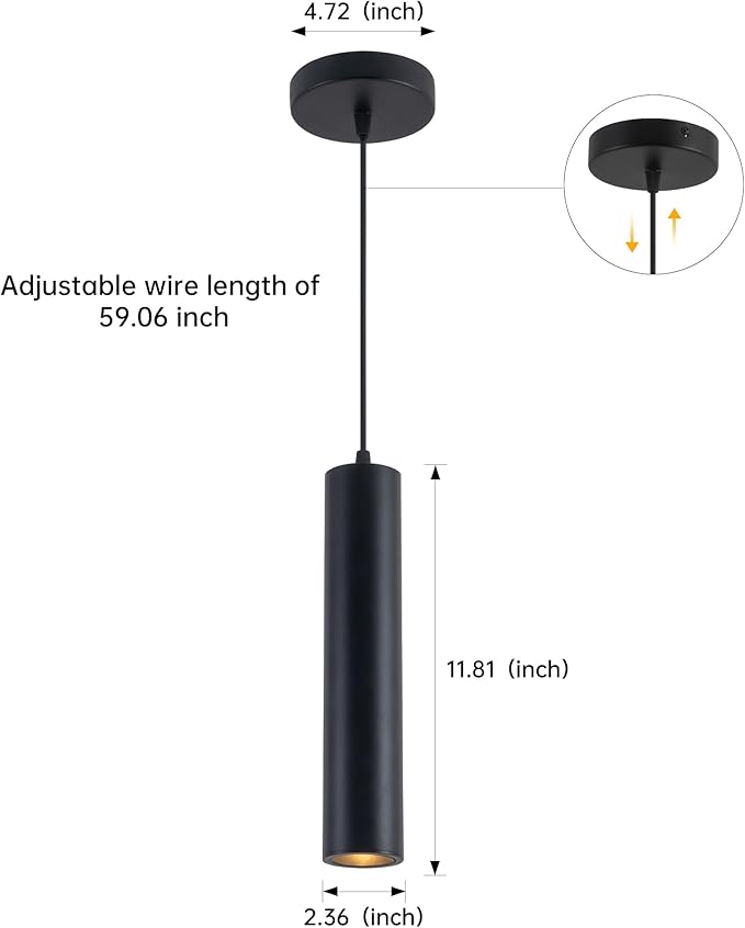 Zoomable LED Pendant Lights Modern Ceiling Hanging Spotlight Pendant Lighting,5CCT/2700K-5000K,Zoomable 15°-60°,Unique Pendant Lighting for Kitchen Island Bar,12W (Black)