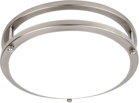 Hlite 24W 10inch LED Flush Mount Ceiling Light Fixture,1800LM Super Bright Light Fixture Ceiling Mount,LED Ceiling Light Flush Mount for Bedroom,Kitchen,Bathroom,5000K Daylight White,Nickel (1Pack)