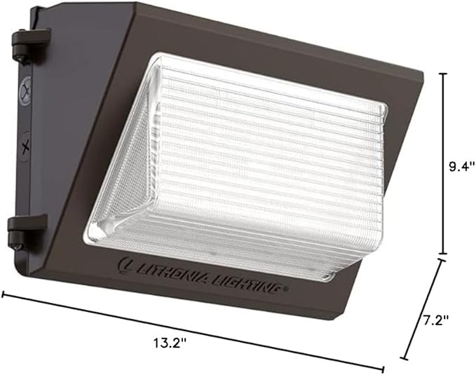 Lithonia Lighting 13" LED Wall Pack Outdoor Light Fixture, 3-Way Selectable CCT 3000K/4000K/5000K, Adjustable Lumens, Dusk to Dawn Photocell, UVOLT, Bronze (TWR1 LED ALO SWW2 UVOLT PE DDBTXD)