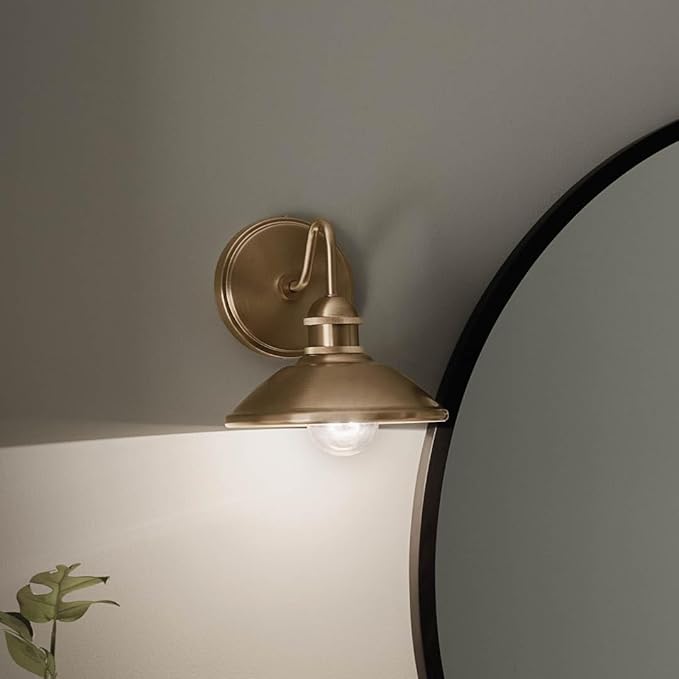 Kichler Clyde 1 Light Bathroom Vanity in a Rich Champagne Bronze Finish, for Bathrooms, (7.25" H x 7.5" W x 8.25" Ext.), 45943CPZ