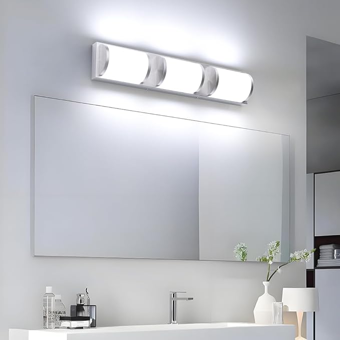 Sytmhoe Bathroom Vanity Light Brushed Nickel,Modern 24 inch LED Vantity Light Fixtures for Mirror,24W 6000K Warm White Wall Sconces Bathroom Lighting Fixture Over Mirror（Cool White 6000k）