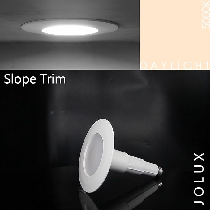 Jolux 4 Inch Adjustable LED Can Light Retrofit, 8.5W=40W 5000K 500LM, Dimmable ETL Damp Rated, Easy Flush Mount Install, Bevel Trim E26 Base, Recessed Lighting for Home Kitchen Bathroom, 4-Pack