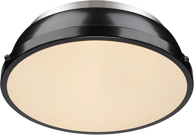 Golden Lighting 3602-14 PW-BK Duncan Flush Mount, One Size, Pewter with Black Shade