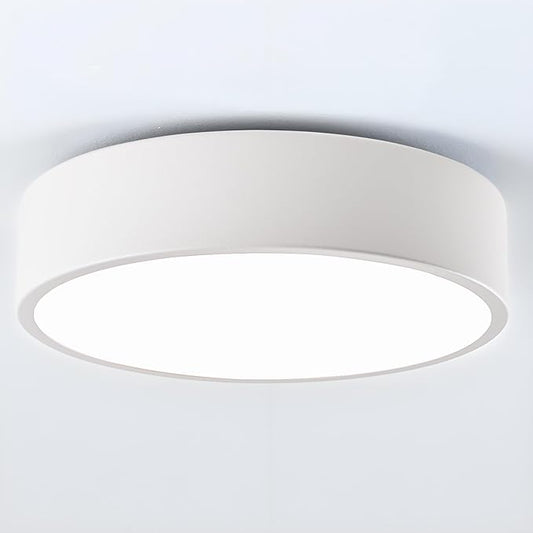 Modern White Flush Mount Ceiling Light, 2-Lights Round Ceiling Light, Minimalistic Ceiling Lamp Acrylic Shade Lighting Fixture for Bedroom Laundry Room Bathroom Hallway(11.8 Inch)
