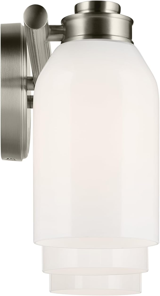 Kichler Shae 3-Light Bathroom Vanity Light Fixture with White Opal Glass, Modern 24.25 in Wall Mount Light Over Mirror in Brushed Nickel for Powder Room (24.25 in W x 9 in H), 55202NI