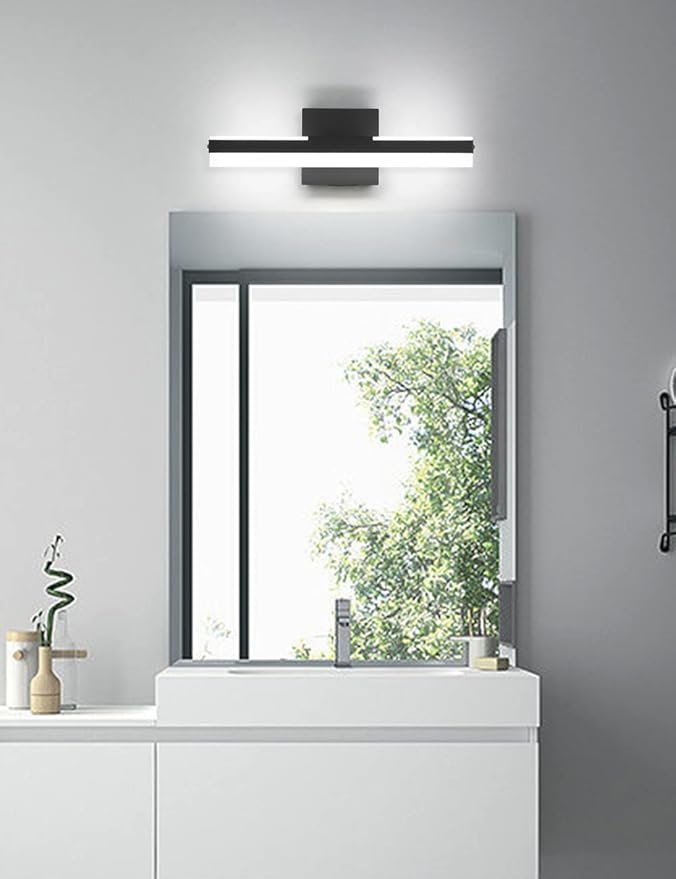 Joossnwell Bathroom Vanity Light Fixtures 15.74 Inch Long Modern LED Vanity Lights Indoor Sconces Wall Lighting for Bathroom Above Mirror Cool White 14W 5500K Matte Black