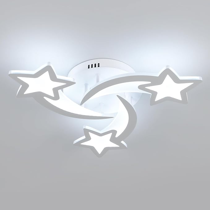 Goeco Kidsroom Ceiling Light, 6500K White Acrylic Close to Ceiling Light Fixtures, Stars Creative Cartoon Flush Mount Ceiling Lamp Fixture for Kids Room, Bedroom, Living Room