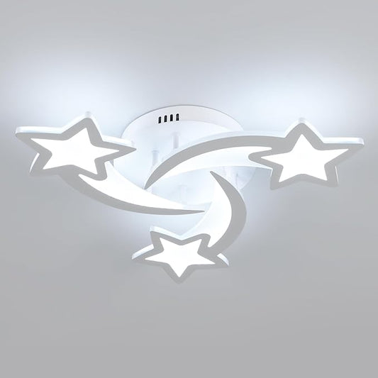 Goeco Kidsroom Ceiling Light, 6500K White Acrylic Close to Ceiling Light Fixtures, Stars Creative Cartoon Flush Mount Ceiling Lamp Fixture for Kids Room, Bedroom, Living Room