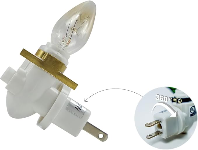 BOXCASA Night Lamp Base,360° Plug in Night Light Module Includes 2 Bulb,Warm Yellow,Great for Making Your Own DIY Decorative Night Lights,Stained Glass (Metal Clip,2 Pin Plug, White)