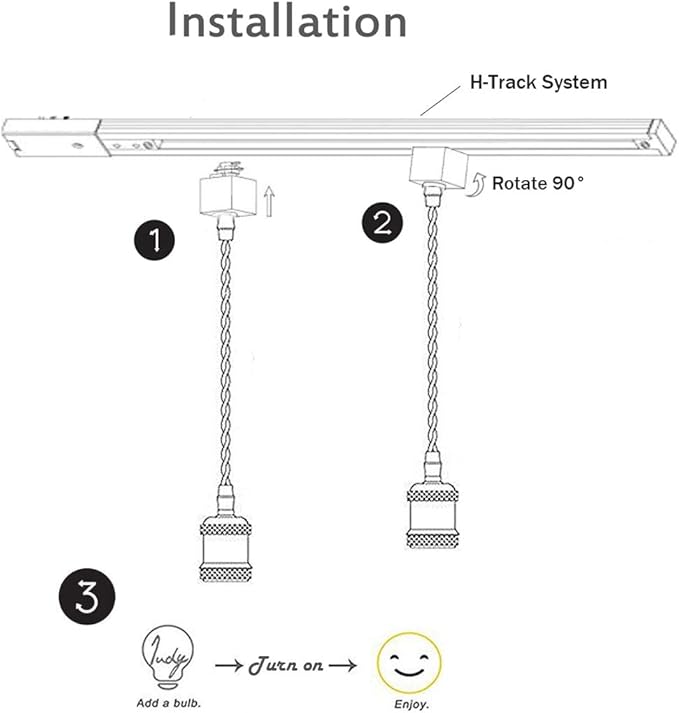 Kiven 3-Light H-Type Wire Track Light Pendants 39.37 Inch Cord Length Black Weave Rope Restaurant Chandelier Decorative Pendant Light Industrial Factory Pendant Lamp 3 Pack,Bulb Not Included