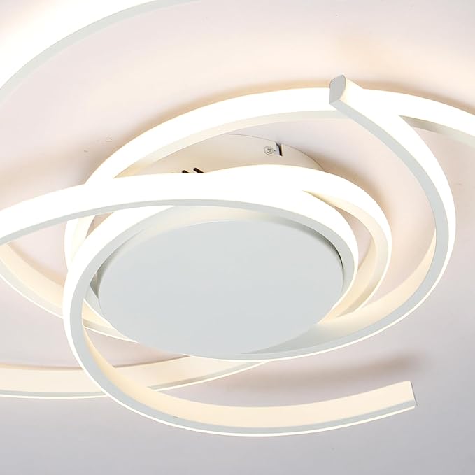 Modern Ceiling Light LED Semi Flush Mount Close to Ceiling Fixture Dimmable with Remote Control White for Living Dining Kids Room Bedroom Kitchen 21"