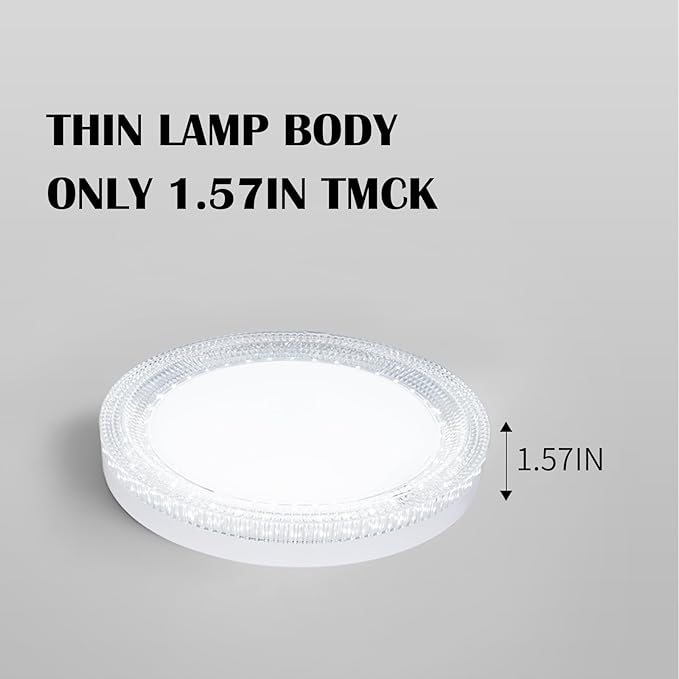 Ultra Thin 7 Inch LED Flush Mount Ceiling Light, 18W 5000K Hardwire Fixture, Round White Lamp for Kitchen Bedroom Hallway