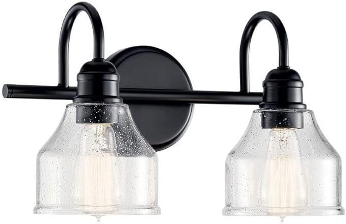 Kichler 2-Light Bathroom Vanity Light Fixture with Satin Etched Glass, Traditional Style Bath Light in Tannery Bronze for Over Mirror (12.25" x 8" x 8"), 5336TZS