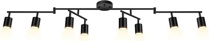 Black Track Lighting Fixture Ceiling, Modern Track Light Fixtures Kitchen, 8-Light Rotatable LED Track Lights, Semi Flush Wall Sconces Lighting for Dining Room/Hallway(GU10 Socket, Bulb Not Included)
