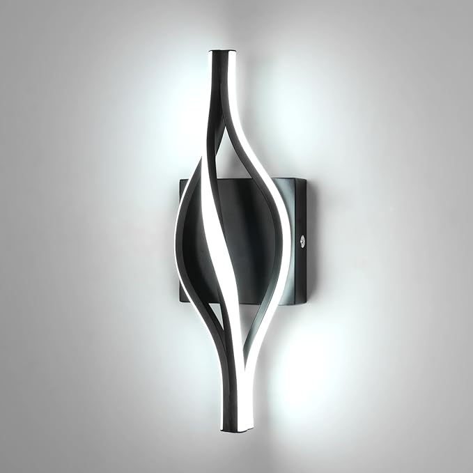 DELIPOP Modern Wall Sconces, Spiral LED Wall Sconce Lighting, 6500K Cool White Wall Light for Bedroom, Bathroom, Living Room, Hallway