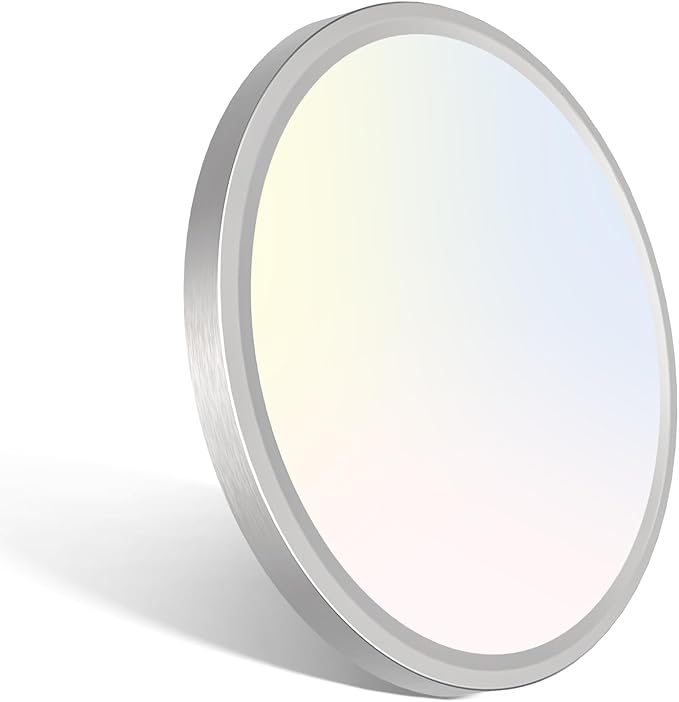 libtit 7 Inch Nickel Brushed Flush Mount Ceiling Light, 15W Ceiling Light Fixture,3000K/4000K/6500K Color Selectable,Ultra-Thin Round Ceiling Lighting Fixture for Bedroom Kitchen Pantry Basement