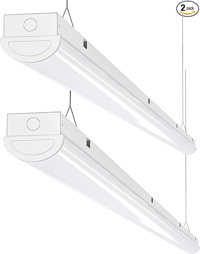 ANTLUX 110W LED Shop Light 8FT Linear Strip Lights Linkable, 12000 Lumens, 5000K, 8 Foot Garage Lights, Surface Mount and Hanging Ceiling Lighting Fixture, 2 Pack
