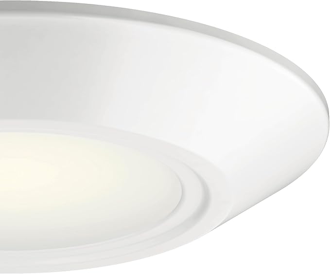 Kichler Horizon LED Downlight in White, 6.4" Flush Mount Interior Dimmable Light, 3000K, Wet Rated Integrated LED, (6.4" W x 1.3" H), 43873WHLED30, White
