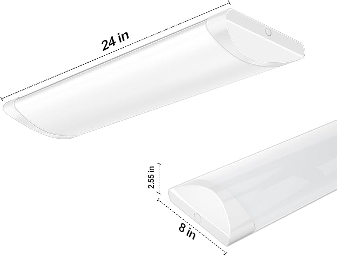 ANTLUX 2FT LED Linear Flush Mount Light, 20W/2400LM, 4000K Neutral White, 2 Foot Kitchen LED Ceiling Lighting Fixtures, 24 Inch Low-Profile Wraparound Puff Lights for Laundry Closet Garage, 2 Pack